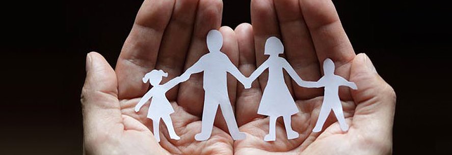 Family figure on palm